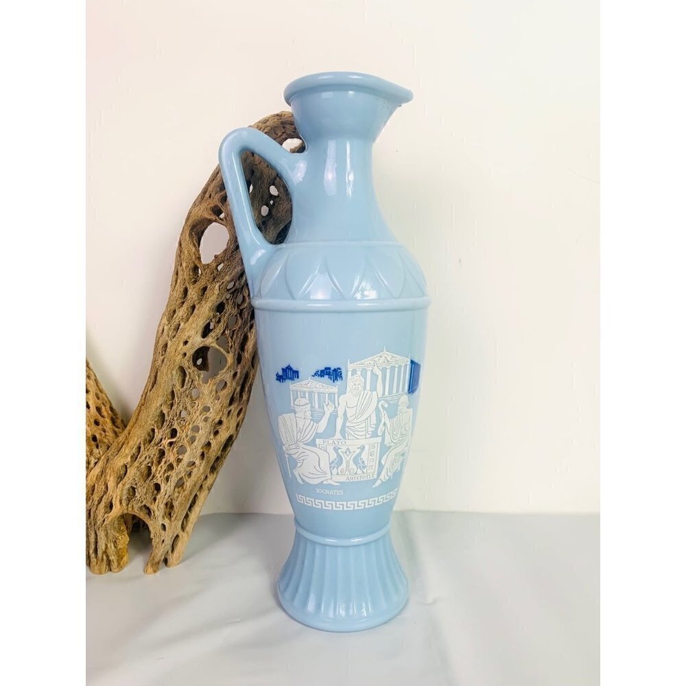 Vintage 1961 Jim Beam Blue Milk Glass Decanter